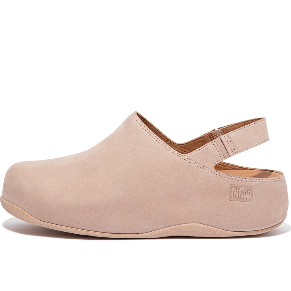Fitflop Nubuck Back-Strap Clogs Beige Buff size 8